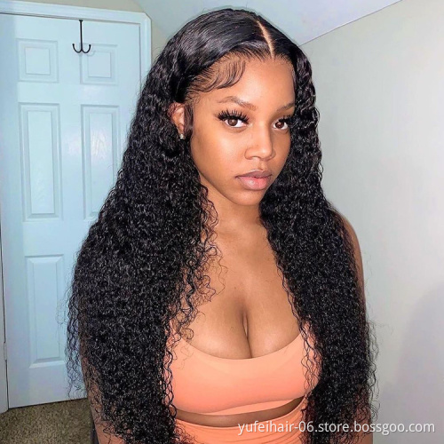 Wholesale Jerry Curly 13X4 Transparent Lace Front Human Hair Wig Natural Long Raw Brazilian Hair Kinky CurlyLace Wig